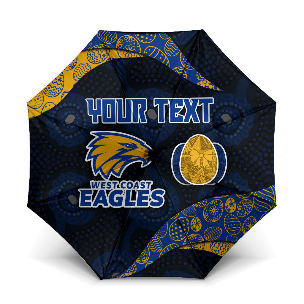 Personalized West Coast Eagles Football Umbrella Easter Egg Pattern Blue Gold Tribal Dot Art Style