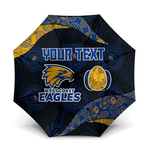 Personalized West Coast Eagles Football Umbrella Easter Egg Pattern Blue Gold Tribal Dot Art Style