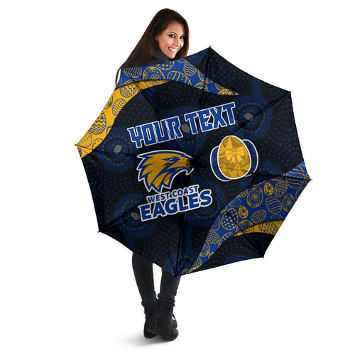 Personalized West Coast Eagles Football Umbrella Easter Egg Pattern Blue Gold Tribal Dot Art Style