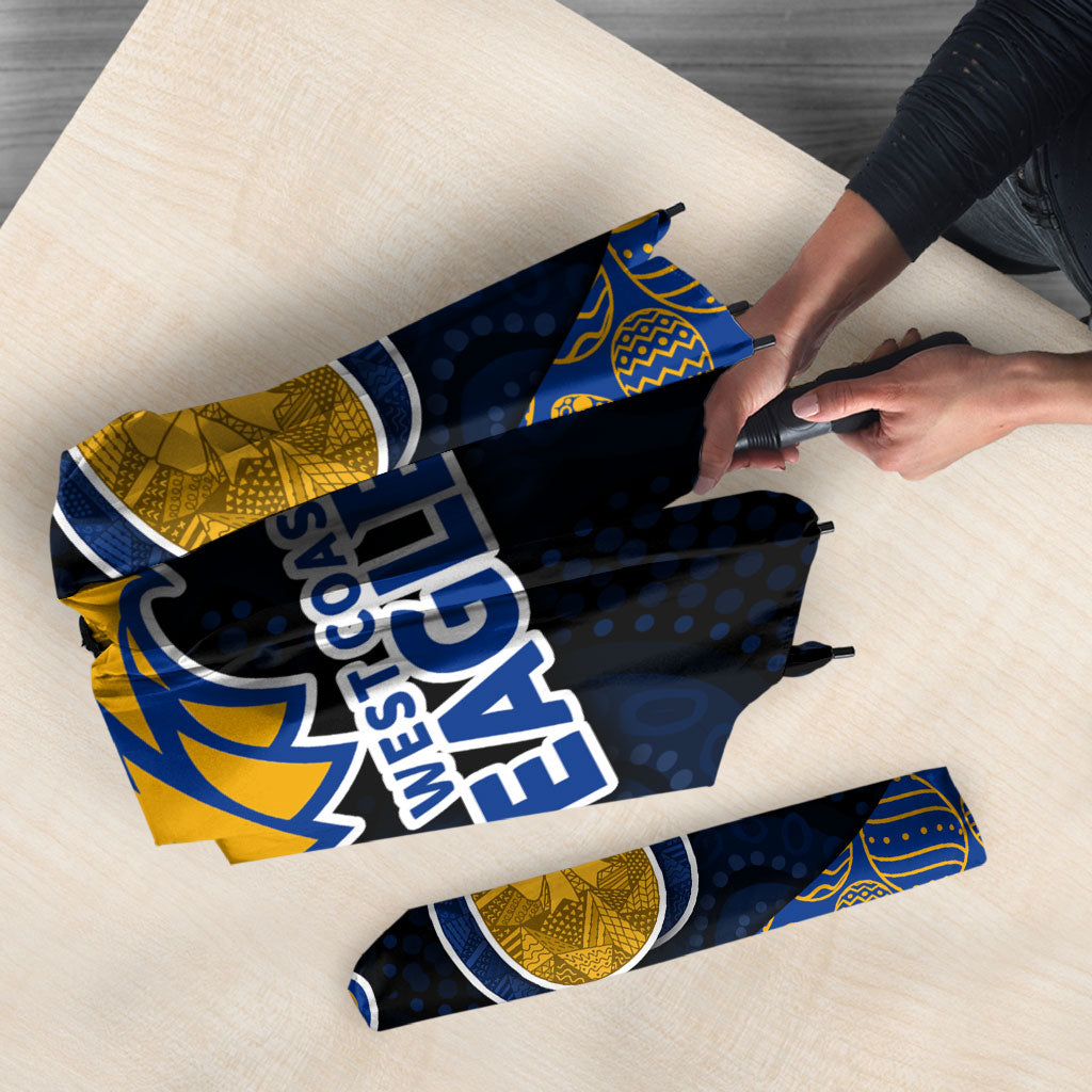 Personalized West Coast Eagles Football Umbrella Easter Egg Pattern Blue Gold Tribal Dot Art Style