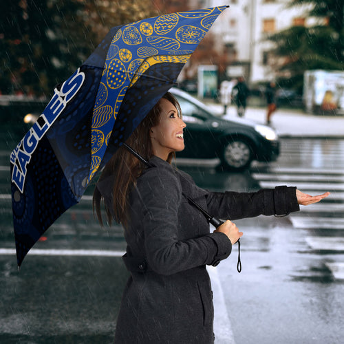 Personalized West Coast Eagles Football Umbrella Easter Egg Pattern Blue Gold Tribal Dot Art Style