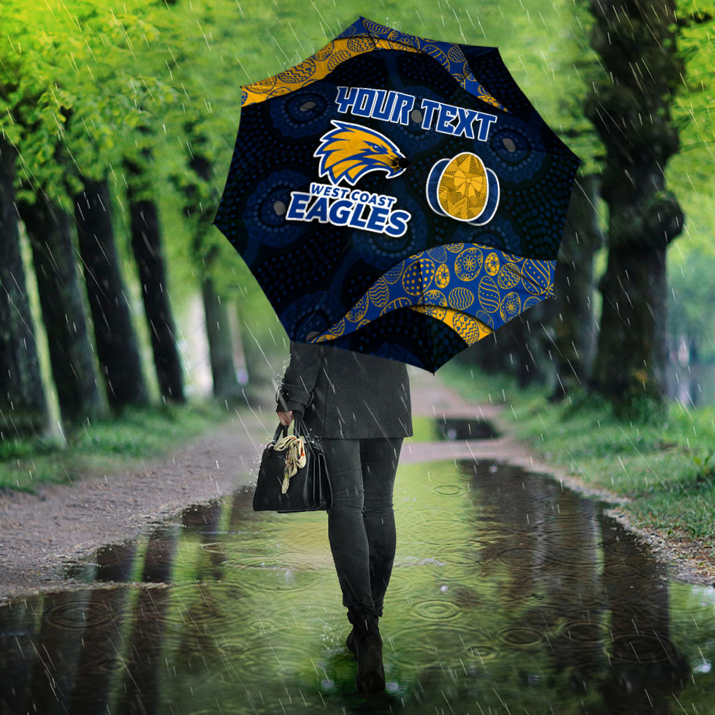 Personalized West Coast Eagles Football Umbrella Easter Egg Pattern Blue Gold Tribal Dot Art Style