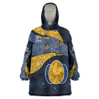 Personalized West Coast Eagles Football Wearable Blanket Hoodie Easter Egg Pattern Blue Gold Tribal Dot Art Style