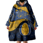 Personalized West Coast Eagles Football Wearable Blanket Hoodie Easter Egg Pattern Blue Gold Tribal Dot Art Style