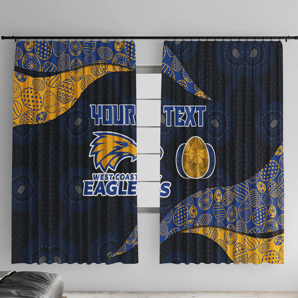Personalized West Coast Eagles Football Window Curtain Easter Egg Pattern Blue Gold Tribal Dot Art Style