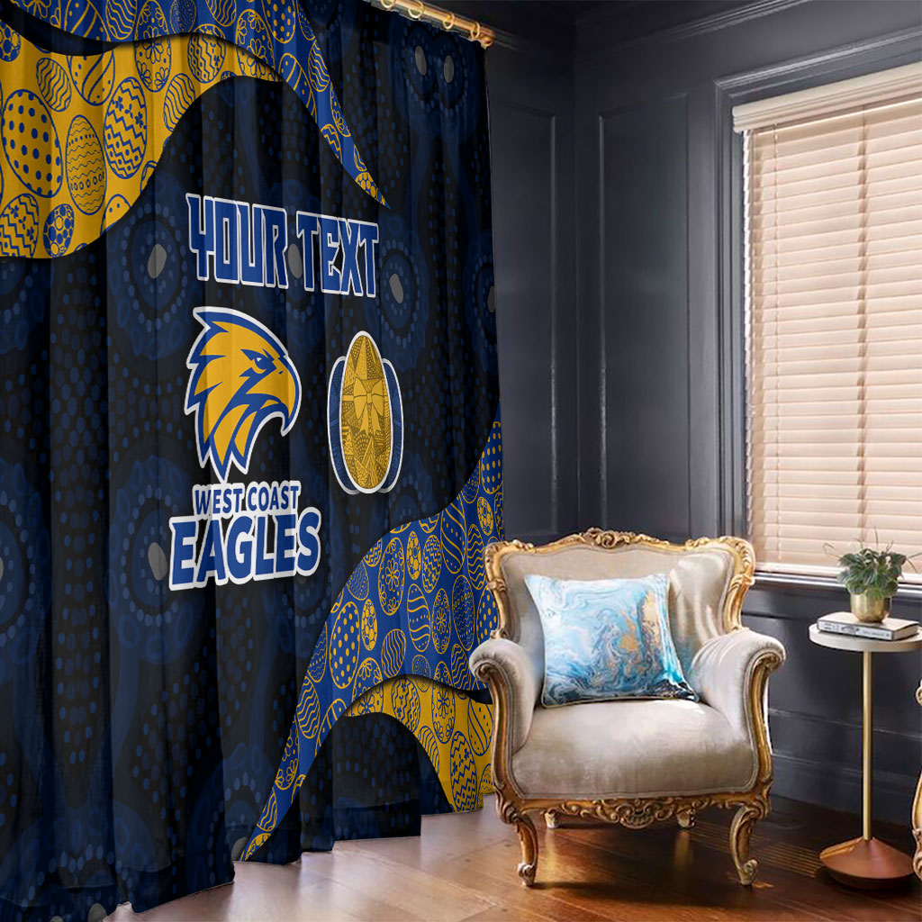 Personalized West Coast Eagles Football Window Curtain Easter Egg Pattern Blue Gold Tribal Dot Art Style