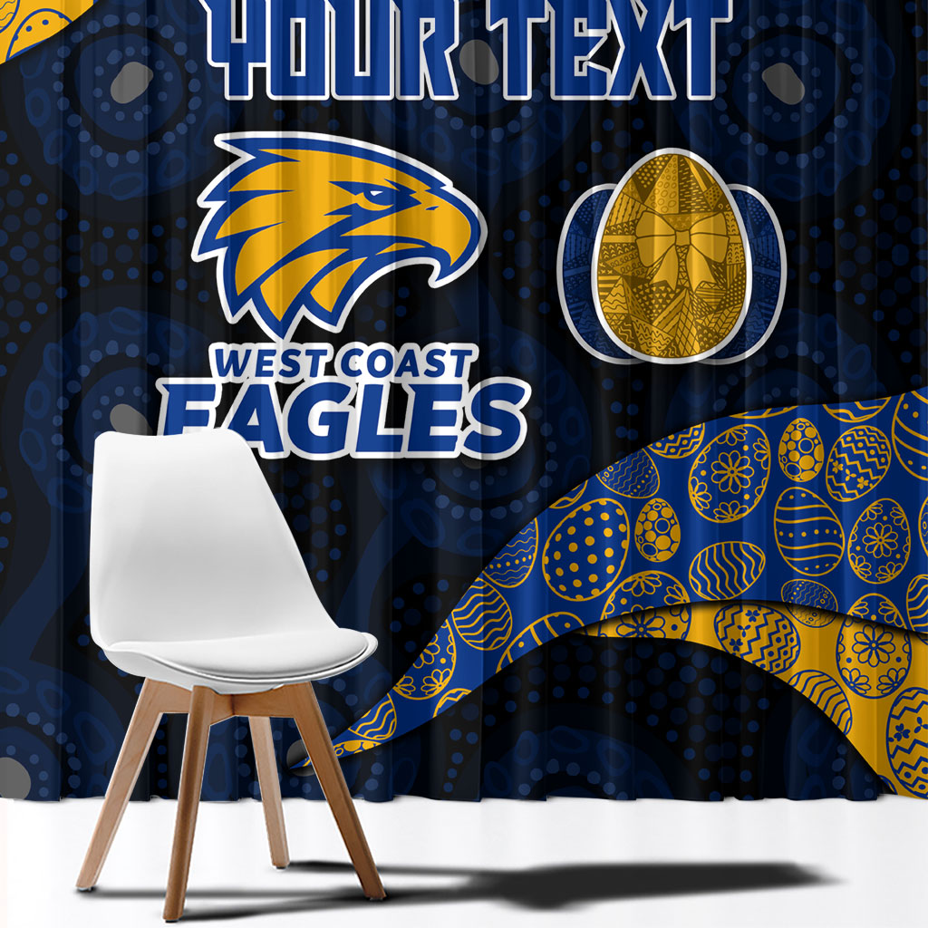 Personalized West Coast Eagles Football Window Curtain Easter Egg Pattern Blue Gold Tribal Dot Art Style