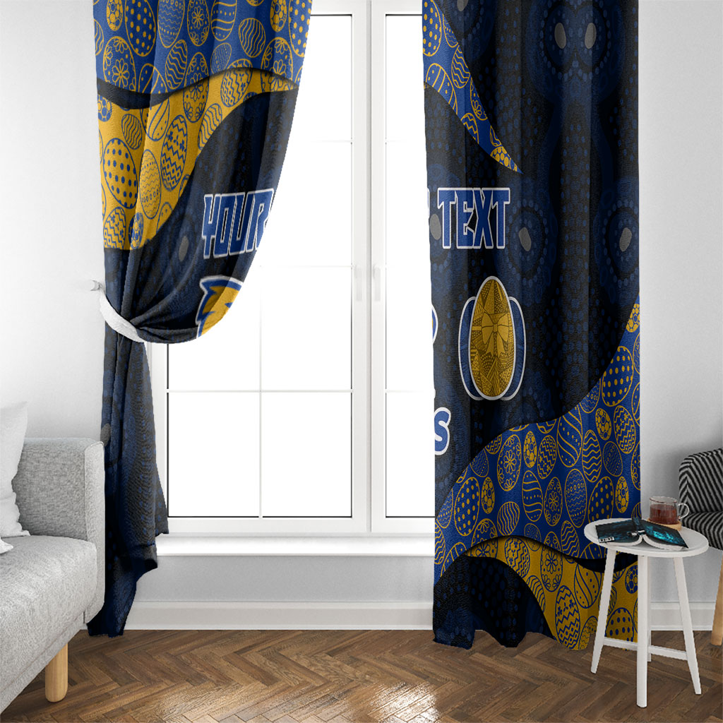 Personalized West Coast Eagles Football Window Curtain Easter Egg Pattern Blue Gold Tribal Dot Art Style