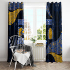 Personalized West Coast Eagles Football Window Curtain Easter Egg Pattern Blue Gold Tribal Dot Art Style