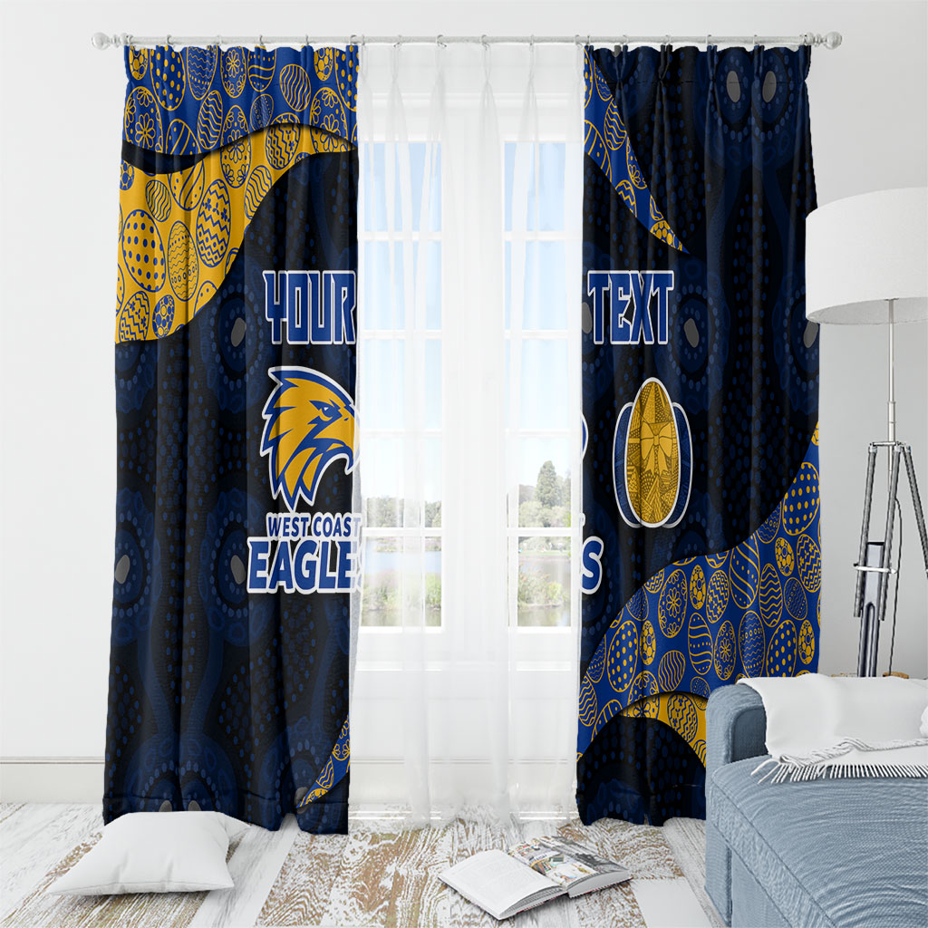 Personalized West Coast Eagles Football Window Curtain Easter Egg Pattern Blue Gold Tribal Dot Art Style