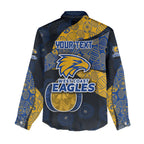 Personalized West Coast Eagles Football Women Casual Shirt Easter Egg Pattern Blue Gold Tribal Dot Art Style