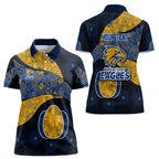 Personalized West Coast Eagles Football Women Polo Shirt Easter Egg Pattern Blue Gold Tribal Dot Art Style