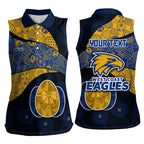 Personalized West Coast Eagles Football Women Sleeveless Polo Shirt Easter Egg Pattern Blue Gold Tribal Dot Art Style