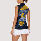 Personalized West Coast Eagles Football Women Sleeveless Polo Shirt Easter Egg Pattern Blue Gold Tribal Dot Art Style