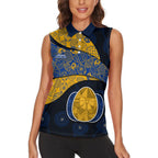 Personalized West Coast Eagles Football Women Sleeveless Polo Shirt Easter Egg Pattern Blue Gold Tribal Dot Art Style