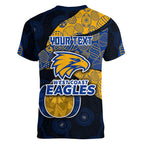 Personalized West Coast Eagles Football Women V-Neck T-Shirt Easter Egg Pattern Blue Gold Tribal Dot Art Style
