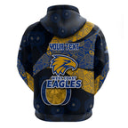Personalized West Coast Eagles Football Zip Hoodie Easter Egg Pattern Blue Gold Tribal Dot Art Style