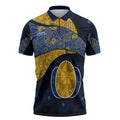 Personalized West Coast Eagles Football Zipper Polo Shirt Easter Egg Pattern Blue Gold Tribal Dot Art Style