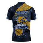 Personalized West Coast Eagles Football Zipper Polo Shirt Easter Egg Pattern Blue Gold Tribal Dot Art Style