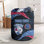 Personalized Western Bulldogs Football Laundry Basket Easter Egg Pattern Red Blue Tribal Dot Art Style