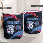Personalized Western Bulldogs Football Laundry Basket Easter Egg Pattern Red Blue Tribal Dot Art Style