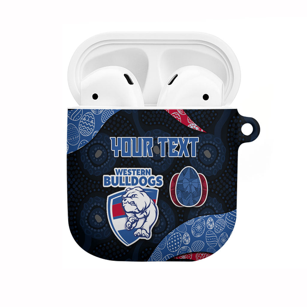 Personalized Western Bulldogs Football AirPods Case Easter Egg Pattern Red Blue Tribal Dot Art Style