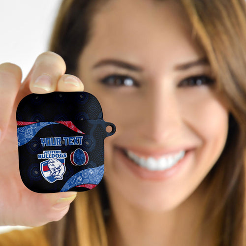 Personalized Western Bulldogs Football AirPods Case Easter Egg Pattern Red Blue Tribal Dot Art Style