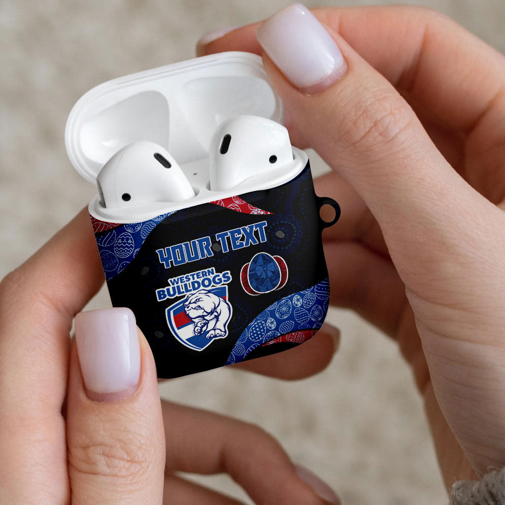 Personalized Western Bulldogs Football AirPods Case Easter Egg Pattern Red Blue Tribal Dot Art Style