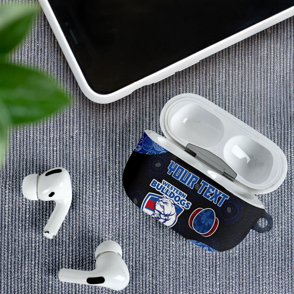 Personalized Western Bulldogs Football AirPods Case Easter Egg Pattern Red Blue Tribal Dot Art Style