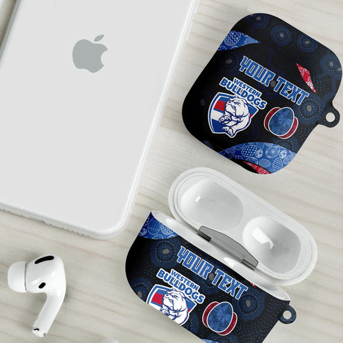 Personalized Western Bulldogs Football AirPods Case Easter Egg Pattern Red Blue Tribal Dot Art Style