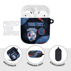 Personalized Western Bulldogs Football AirPods Case Easter Egg Pattern Red Blue Tribal Dot Art Style