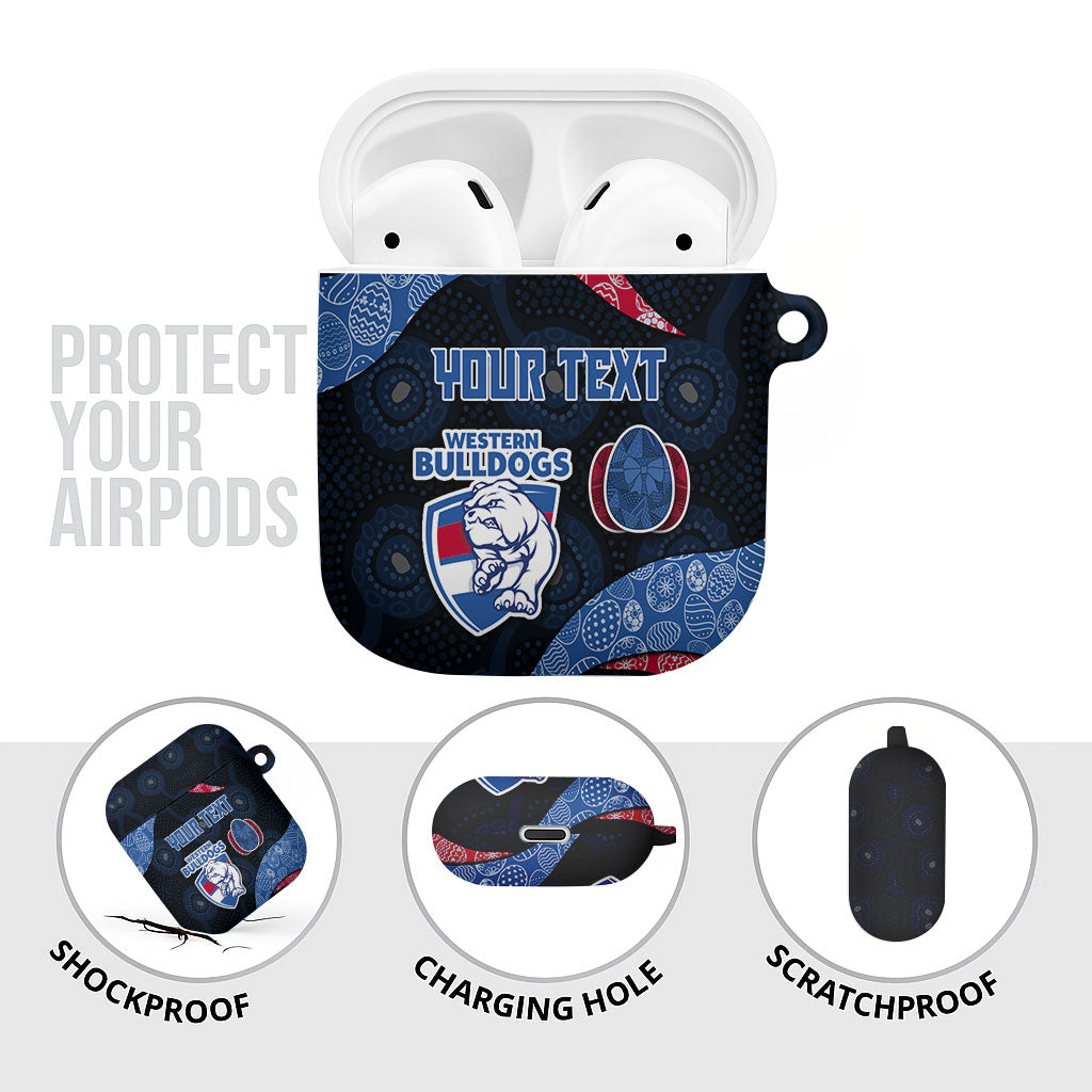 Personalized Western Bulldogs Football AirPods Case Easter Egg Pattern Red Blue Tribal Dot Art Style