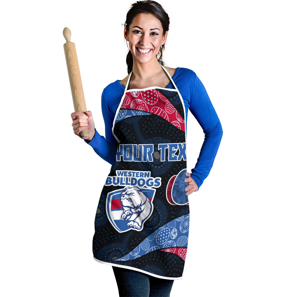 Personalized Western Bulldogs Football Apron Easter Egg Pattern Red Blue Tribal Dot Art Style