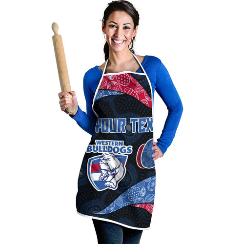 Personalized Western Bulldogs Football Apron Easter Egg Pattern Red Blue Tribal Dot Art Style