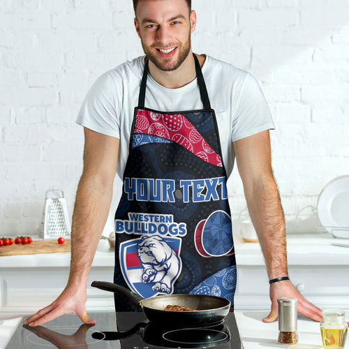 Personalized Western Bulldogs Football Apron Easter Egg Pattern Red Blue Tribal Dot Art Style