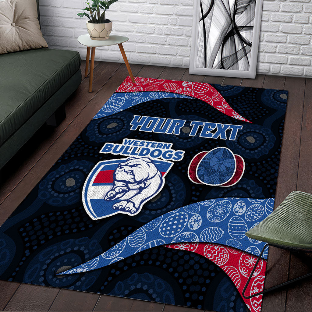 Personalized Western Bulldogs Football Area Rug Easter Egg Pattern Red Blue Tribal Dot Art Style