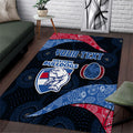 Personalized Western Bulldogs Football Area Rug Easter Egg Pattern Red Blue Tribal Dot Art Style