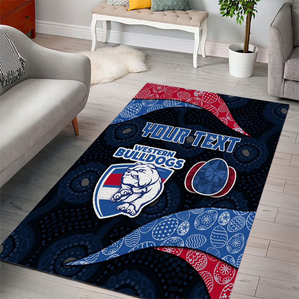 Personalized Western Bulldogs Football Area Rug Easter Egg Pattern Red Blue Tribal Dot Art Style