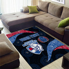 Personalized Western Bulldogs Football Area Rug Easter Egg Pattern Red Blue Tribal Dot Art Style