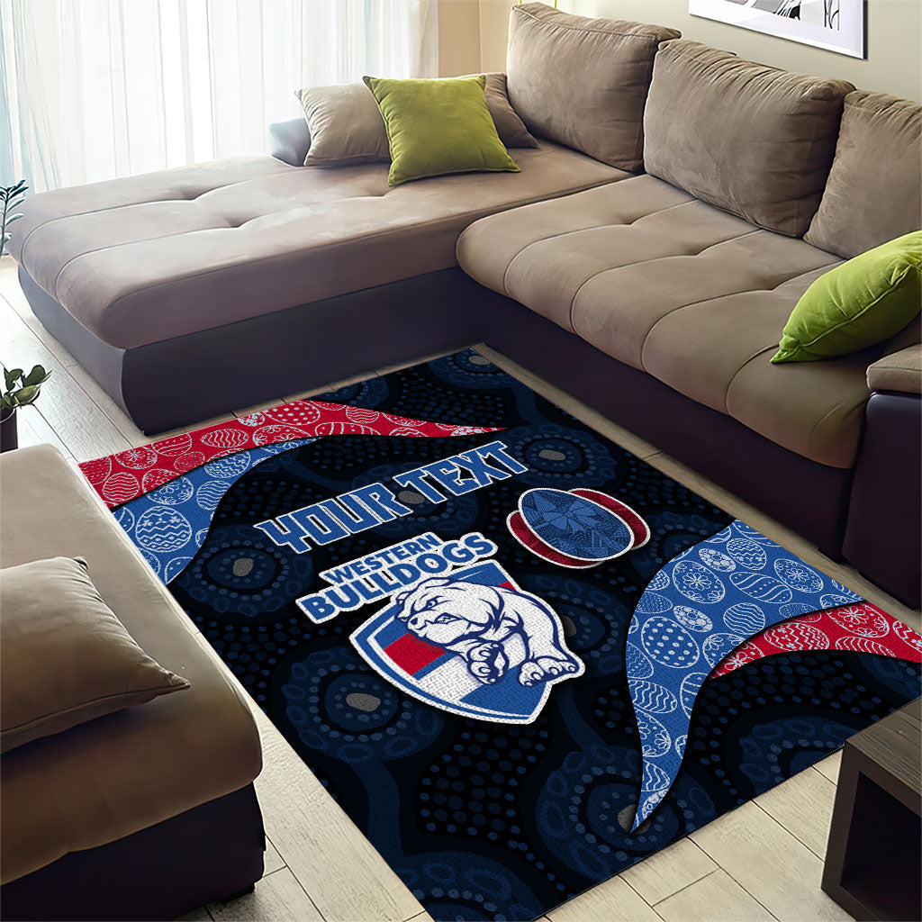 Personalized Western Bulldogs Football Area Rug Easter Egg Pattern Red Blue Tribal Dot Art Style