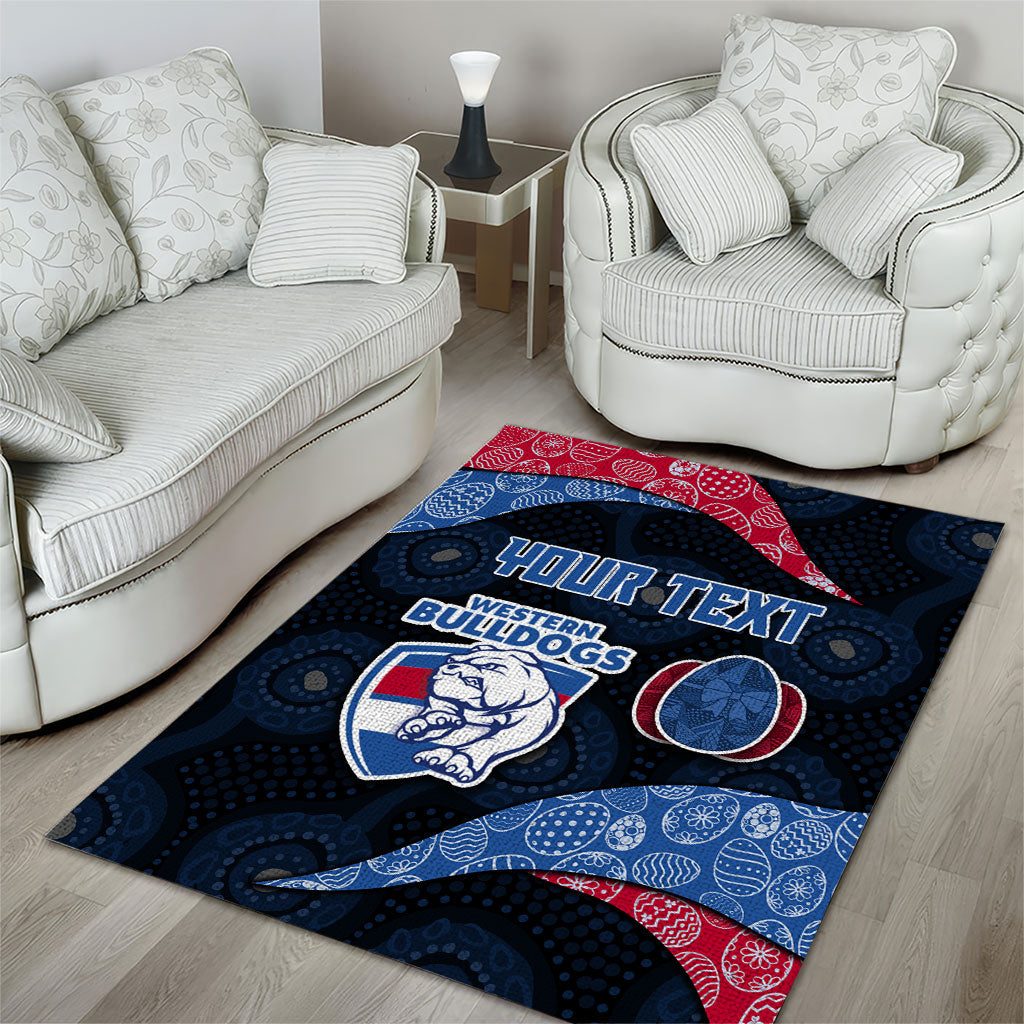 Personalized Western Bulldogs Football Area Rug Easter Egg Pattern Red Blue Tribal Dot Art Style