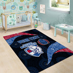 Personalized Western Bulldogs Football Area Rug Easter Egg Pattern Red Blue Tribal Dot Art Style