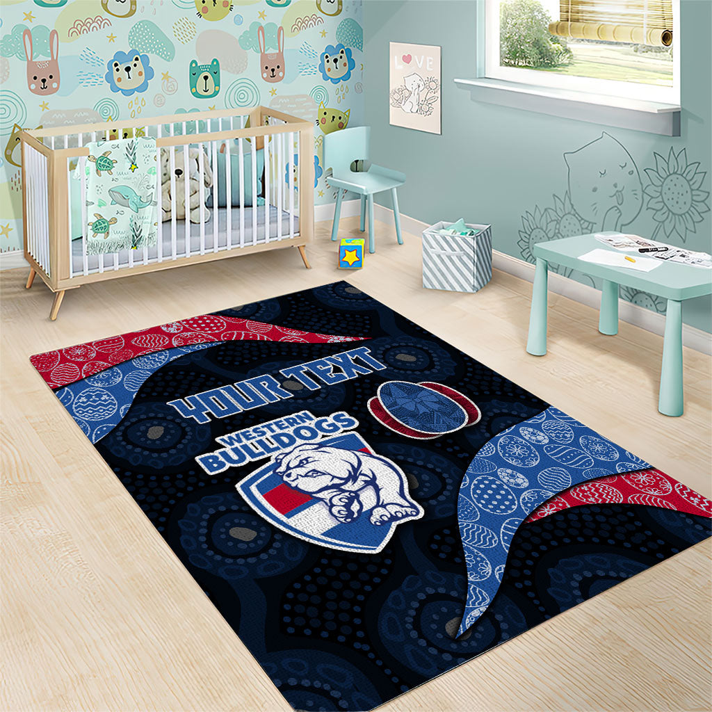 Personalized Western Bulldogs Football Area Rug Easter Egg Pattern Red Blue Tribal Dot Art Style