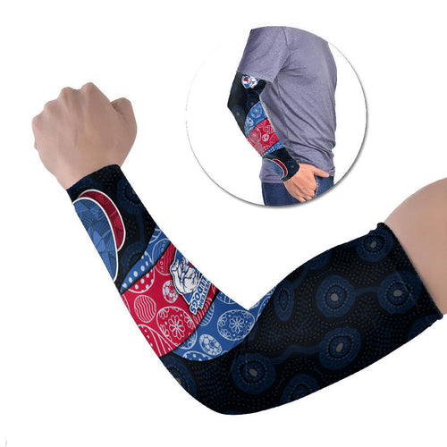 Personalized Western Bulldogs Football Arm Sleeves Easter Egg Pattern Red Blue Tribal Dot Art Style