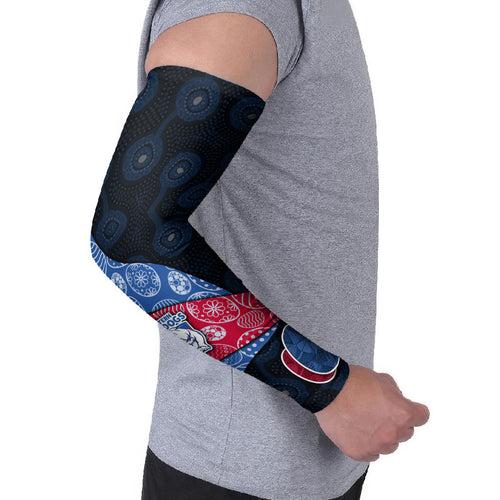 Personalized Western Bulldogs Football Arm Sleeves Easter Egg Pattern Red Blue Tribal Dot Art Style