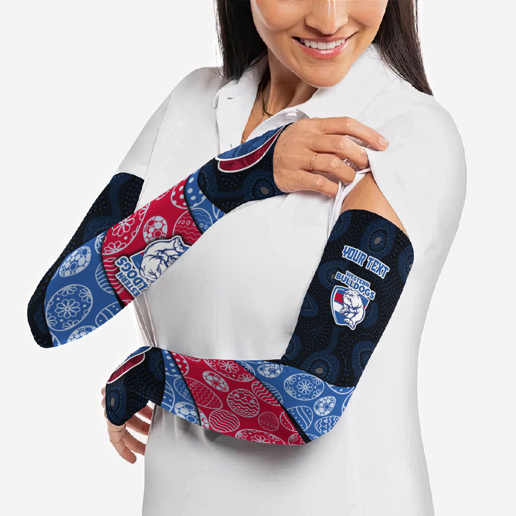 Personalized Western Bulldogs Football Arm Sleeves Easter Egg Pattern Red Blue Tribal Dot Art Style