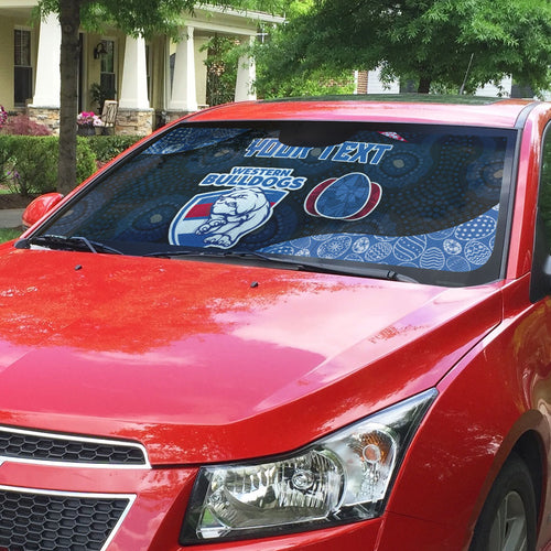 Personalized Western Bulldogs Football Auto Sun Shade Easter Egg Pattern Red Blue Tribal Dot Art Style