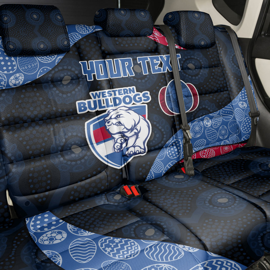 Personalized Western Bulldogs Football Back Car Seat Cover Easter Egg Pattern Red Blue Tribal Dot Art Style
