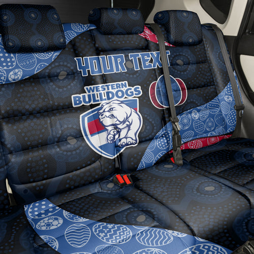 Personalized Western Bulldogs Football Back Car Seat Cover Easter Egg Pattern Red Blue Tribal Dot Art Style