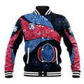 Personalized Western Bulldogs Football Baseball Jacket Easter Egg Pattern Red Blue Tribal Dot Art Style
